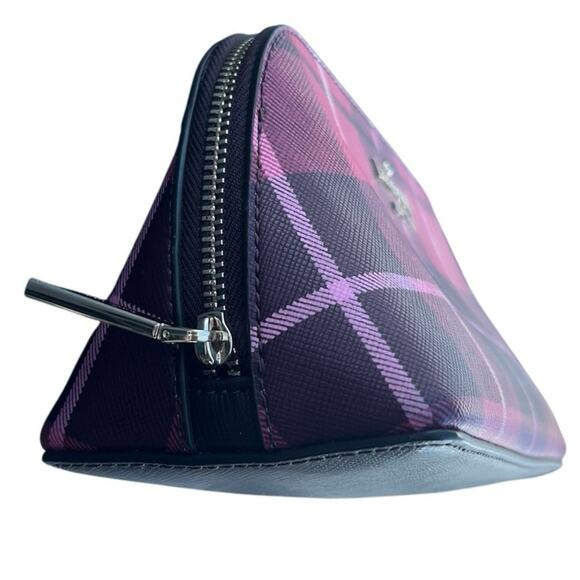 Kate Spade New York | Staci Plaid Small Cosmetic Case | Bright Rose, Red & Black - Picture 6 of 12